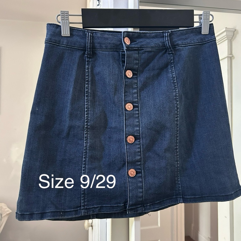 Denim Button-Front Skirt